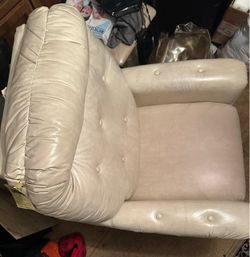 Chair recliner Cream Leather Tufted Accent Chair