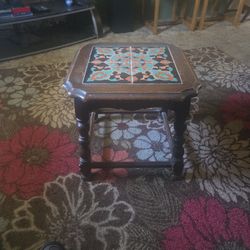 Antique tile top end table 