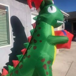 Christmas Decor Dinosaur Airblown Lighed 