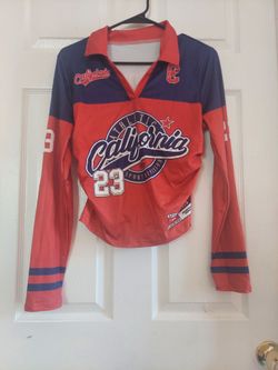 California Athletic #23 Long Sleeve Crop Jersey Top