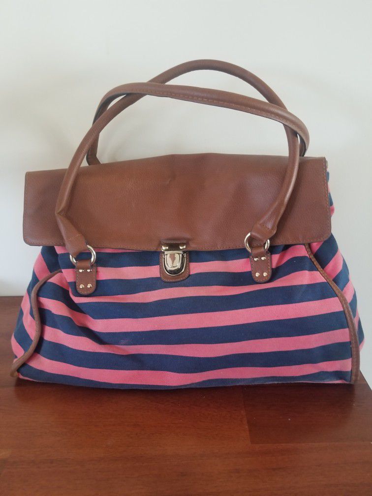 Cloth Bag With Faux Leather Top