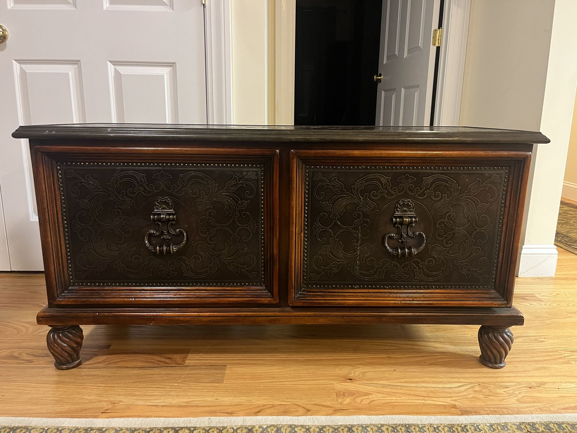 Solid Copper and Mahogany Antique Blanket Dresser