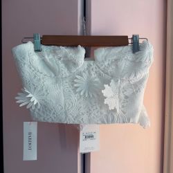Bardot Brias Lace Bustier Crop Top White Size Small