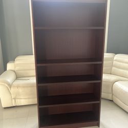 Dark Brown 6-Tier Bookcase - Great Condition
