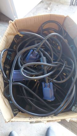 Box of Assorted VGA and AV Cables - Used