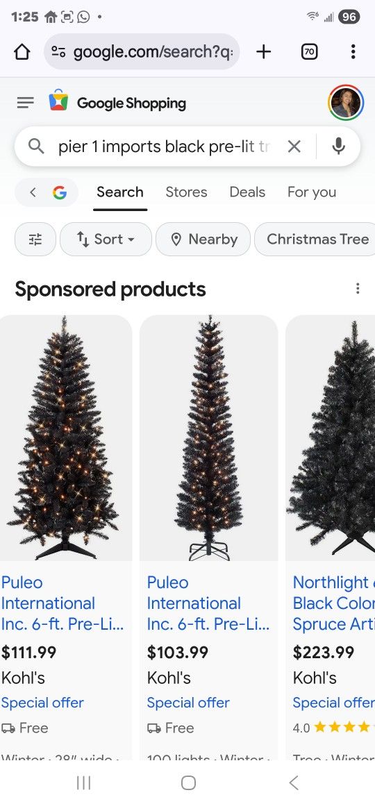 Pier 1 Pre-lit Black 6.5 Foot Christmas Tree