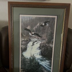 Large Land Of the Free Vintage Home interiors Custom Framed Print  34”t X 23.5” W