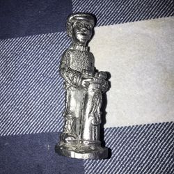 VINTAGE HANDCRAFTED RB PEWTER GOLFER SCULPTURE STATUE, 4" TALL