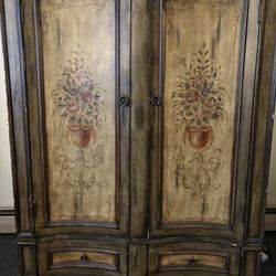 Vintage  TV Armoire  Brown/ Tan Colors Measurements 54” In High X 44”in X 2’Ft Deep 