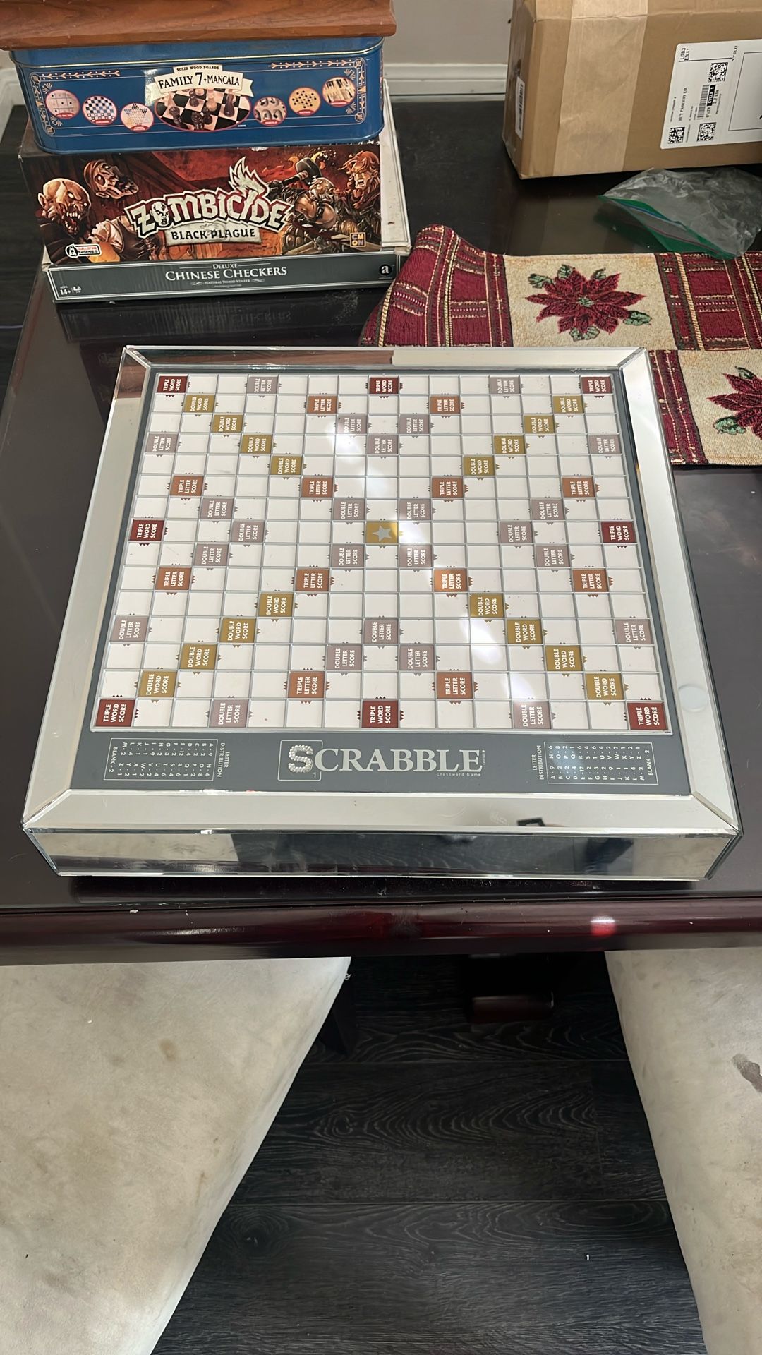 Glass Scrabble Board Game.