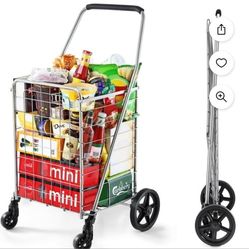 Wellmax Folding Grocery Utility Shopping Cart With Swivel Wheels Medium Size