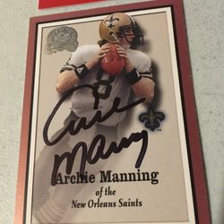 Archie Manning Autographed Card with COA