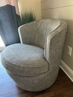 Light grey fabric comfortable swivel chair