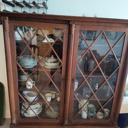 Wood China Cabinet - Antique 