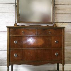 Mid-Century Big Dresser with Mirror and Wheels - Delivered