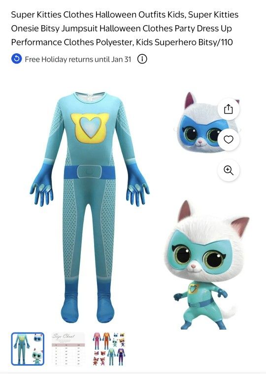 Super Kitties Clothes Halloween Outfits Kids, Super Kitties Onesie Bitsy Jumpsuit Halloween Clothes Party Dress Up Performance Clothes Polyester, Kids