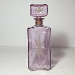 Vintage  Purple Glass Decanter Stars and Snowflakes