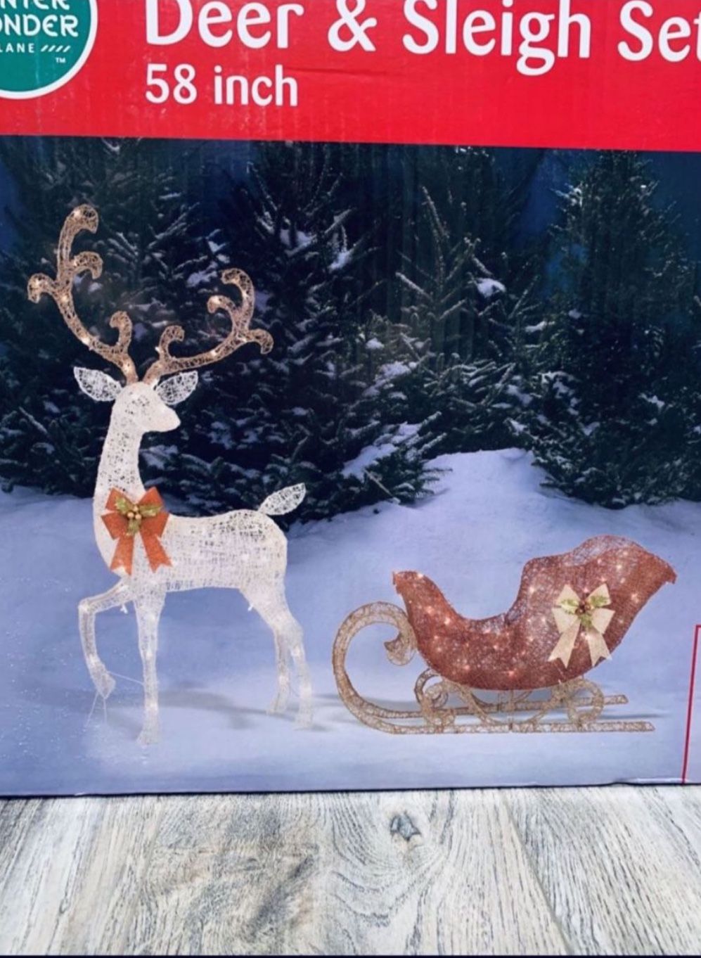 NEW Gorgeous LED 58 Inch Tall Reindeer With Sleigh In UNOPENED BOX📦 For Christmas🦌🛷
