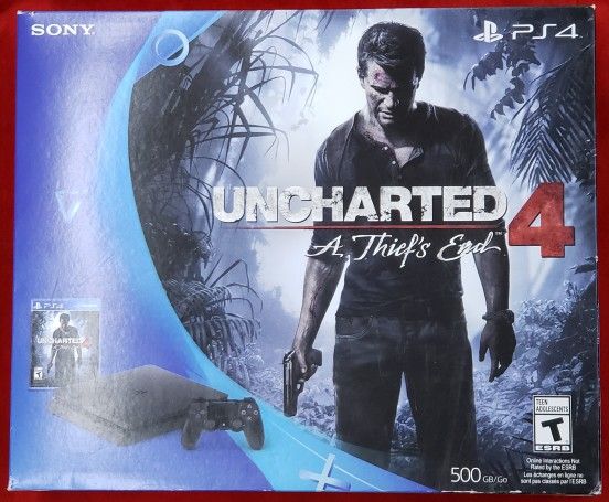 Sony PS4 Slim 500GB Video Game System with Controller, Plugs, Game, and Original Box - Playstation 4 - New, Open Box