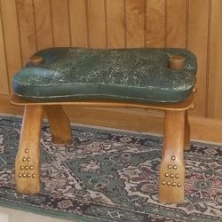 Vintage Egyptian Camel Saddle Stool With Cushion