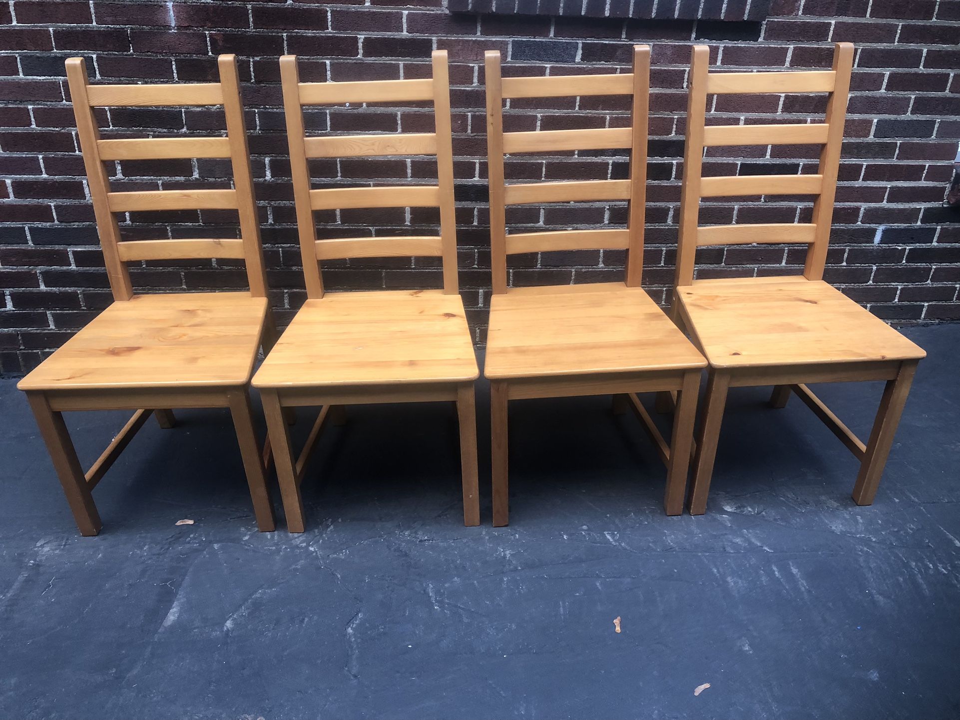 Very Good Condition Four Hardwood Chairs 