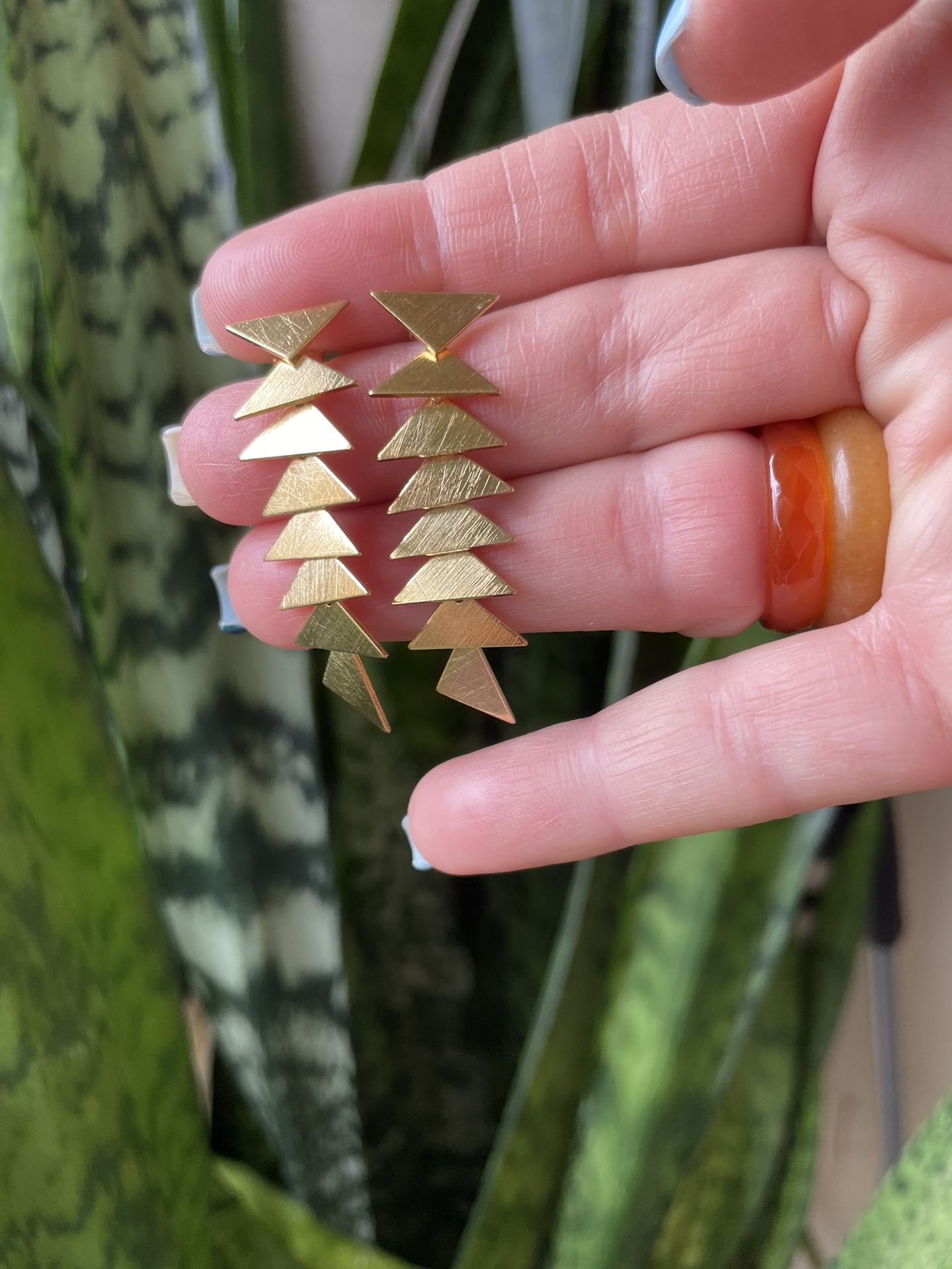 18K Gold Plated Geometric Triangle Earrings