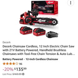 🌲 BRAND NEW Decerk 21V Chainsaw – Never Used! 🌲