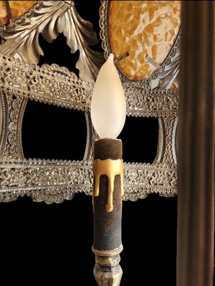 Set Pair 2 Vintage Loevsky? Brass? End Table Lamps Heavy Hollywood Regency 1970s MCM Moroccan