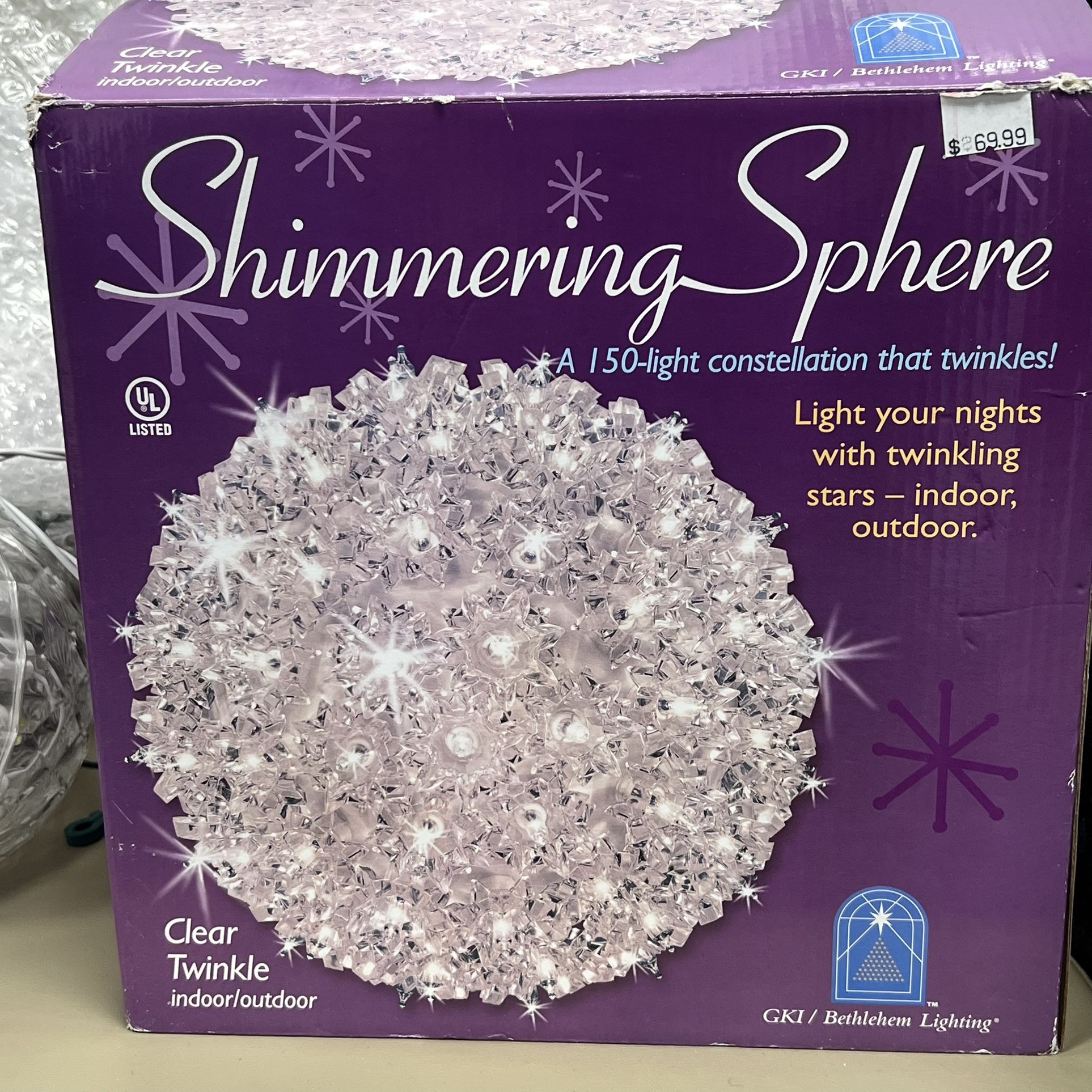 Shimmering Sphere Clear Twinkle Light Ball – Indoor/Outdoor