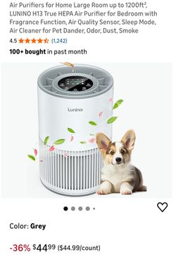 1200 sq ft Air Purifiers
LUNINO H13 True HEPA Air Purifier for Bedroom with
Fragrance Function, Air Quality Sensor, Sleep Mode,
Air Cleaner for Pet Da