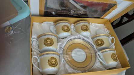 Porcelain Lion Head Cup and Saucer Set