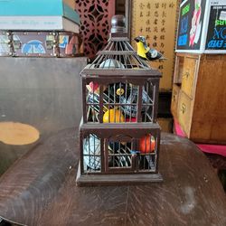 Decorative Bird Cage With Vintage Billard Balls