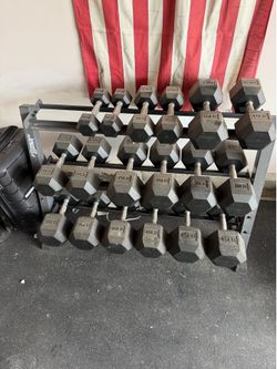 Dumbbells and rack for sale