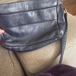 Navy Leather Crossbody Bag