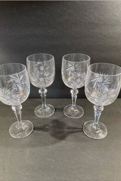 Hand cut - Hand blown Crystal Wine Glasses
