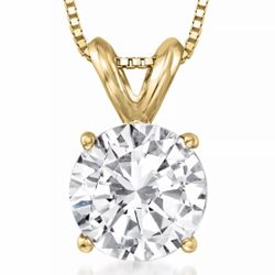 1.51cts Natural Round Diamond Solitaire Pendant Necklace 14kt Yellow Gold