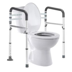New Toilet Safety Rails, Adjustable Toilet Frame for Elderly, Seniors, Handicap & Disabled, Foldable Handicap Toilet Handles Fit Any Toilets (300 LB)