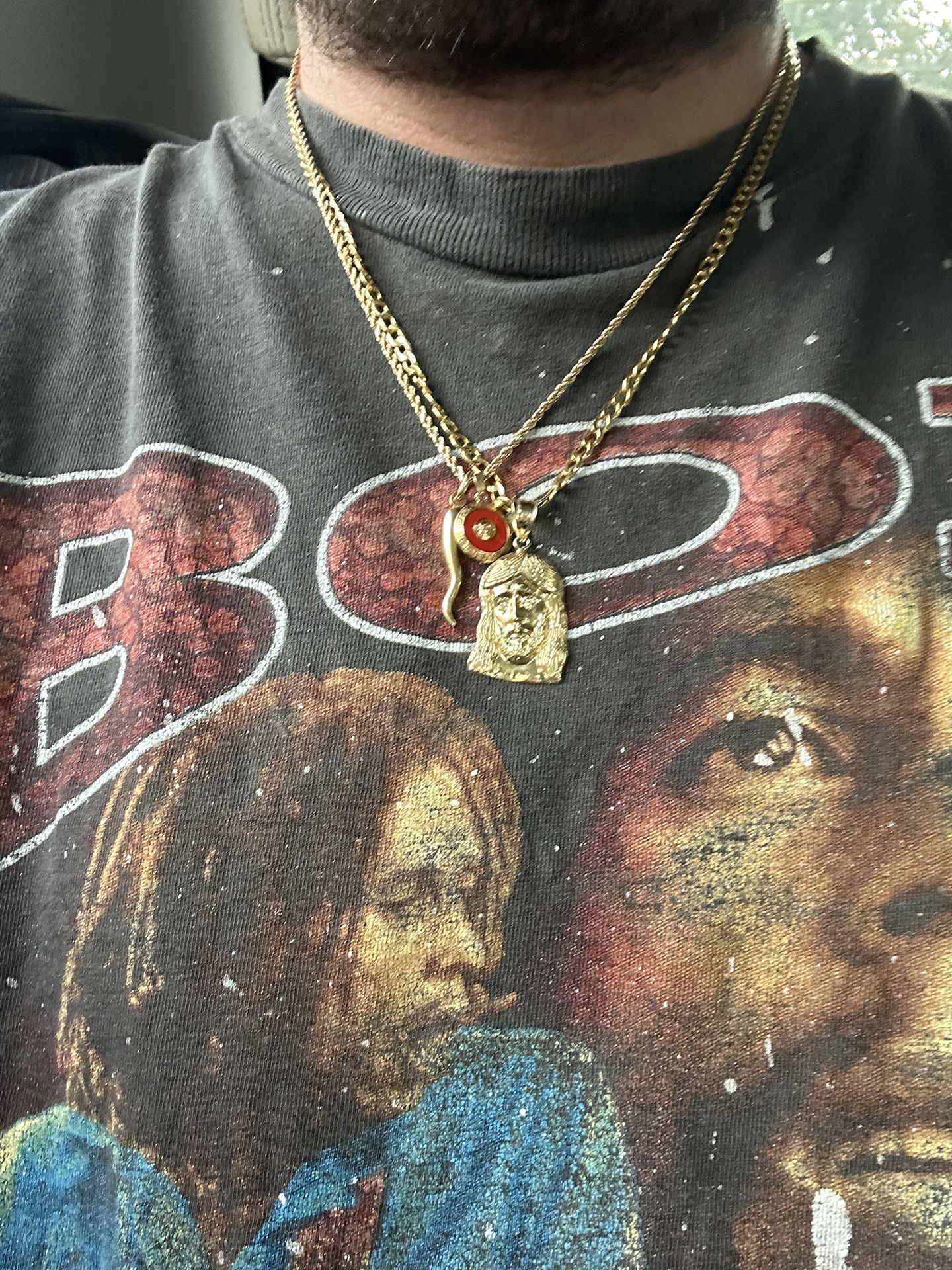 π₯ 10k gold rope chain and two pendants π₯