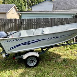 Yamaha 15 HP Short Shaft 4-Stroke - Alaskan Smokercraft (12’) - King KB710 Trailer