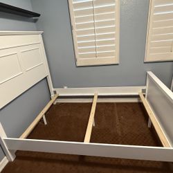 White Wooden Full Bed Frame