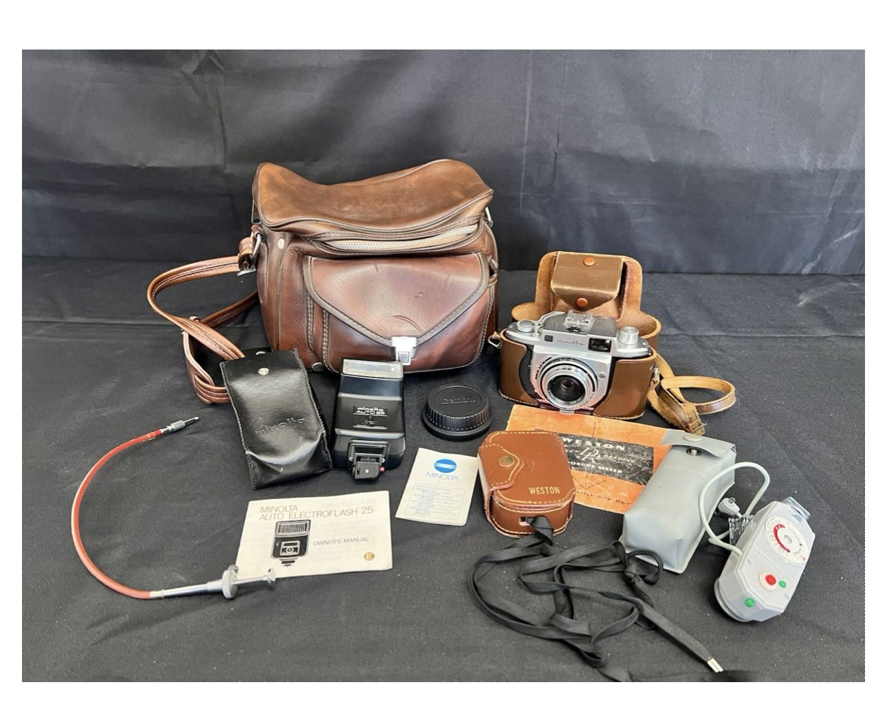 Vintage Minolta A Film Camera With Accessories