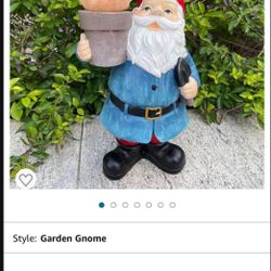 JURVEW Garden Gnome Statue, Resin Gnome Figurine with Solar LED Lights, Outdoor Statues Garden Decorations for Patio Yard Lawn Porch, Gardening Gifts