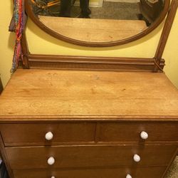 Antique Chest Of Drawers And Mirror