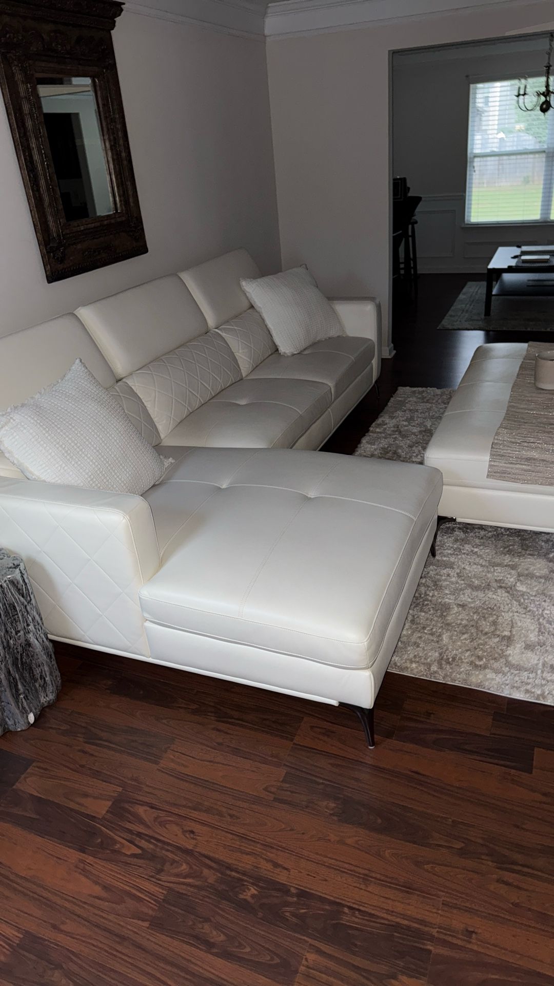 White Faux Leather Sectional