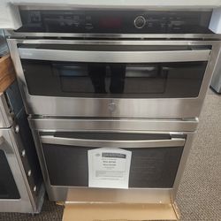 Profile 30 in. Double Electric Wall Oven with Convection Self-Cleaning and Built-In Microwave in Stainless Steel