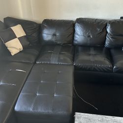 Black Leather Sectional