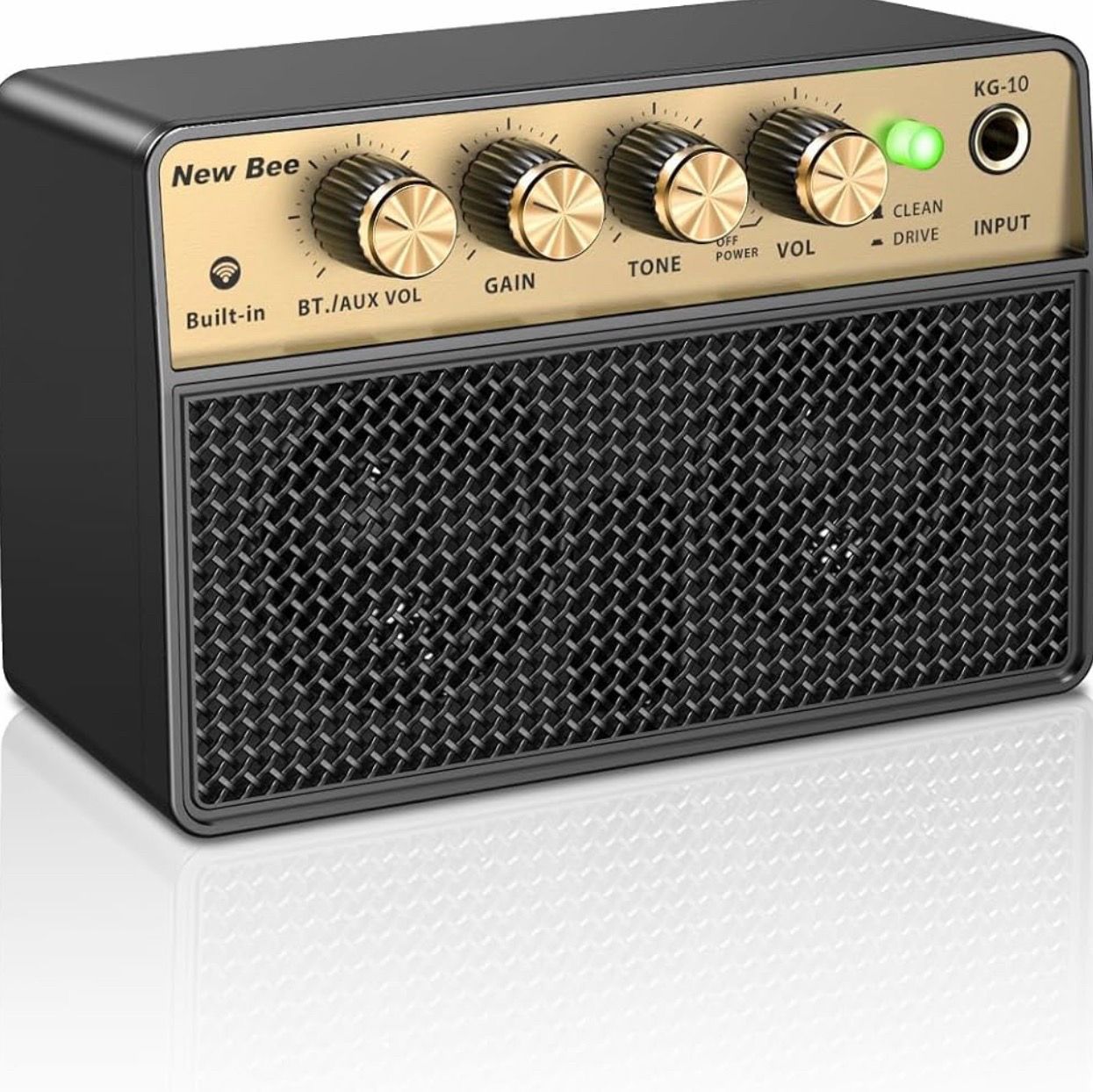 Mini Guitar Amp, 10W Electric Guitar Amplifier with Clean Drive Channel, 3.5mm Headphone/AUX Jack, 6H Work, USB-C Rechargeable Bluetooth Small Portabl