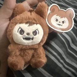 New LaBabies WUWU Monster 5” Keychain Clip, BROWN