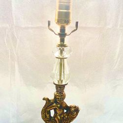 Antique/ vintage Cherub on a fish lamp