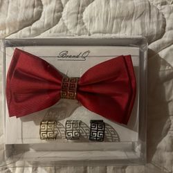 Red bow tie With clip rings